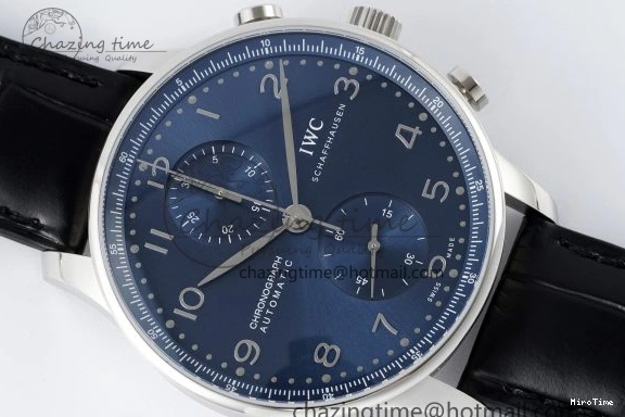 MIROTIME 0408 Portuguese Chrono IW3716 RSF 1:1 Best Edition Blue Dial on Black Leather Strap A RelaxedFit 7045